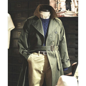 Annual Ring Vintage L WWII Dispatch Rider's Trench Coat Plaid Lining Belted